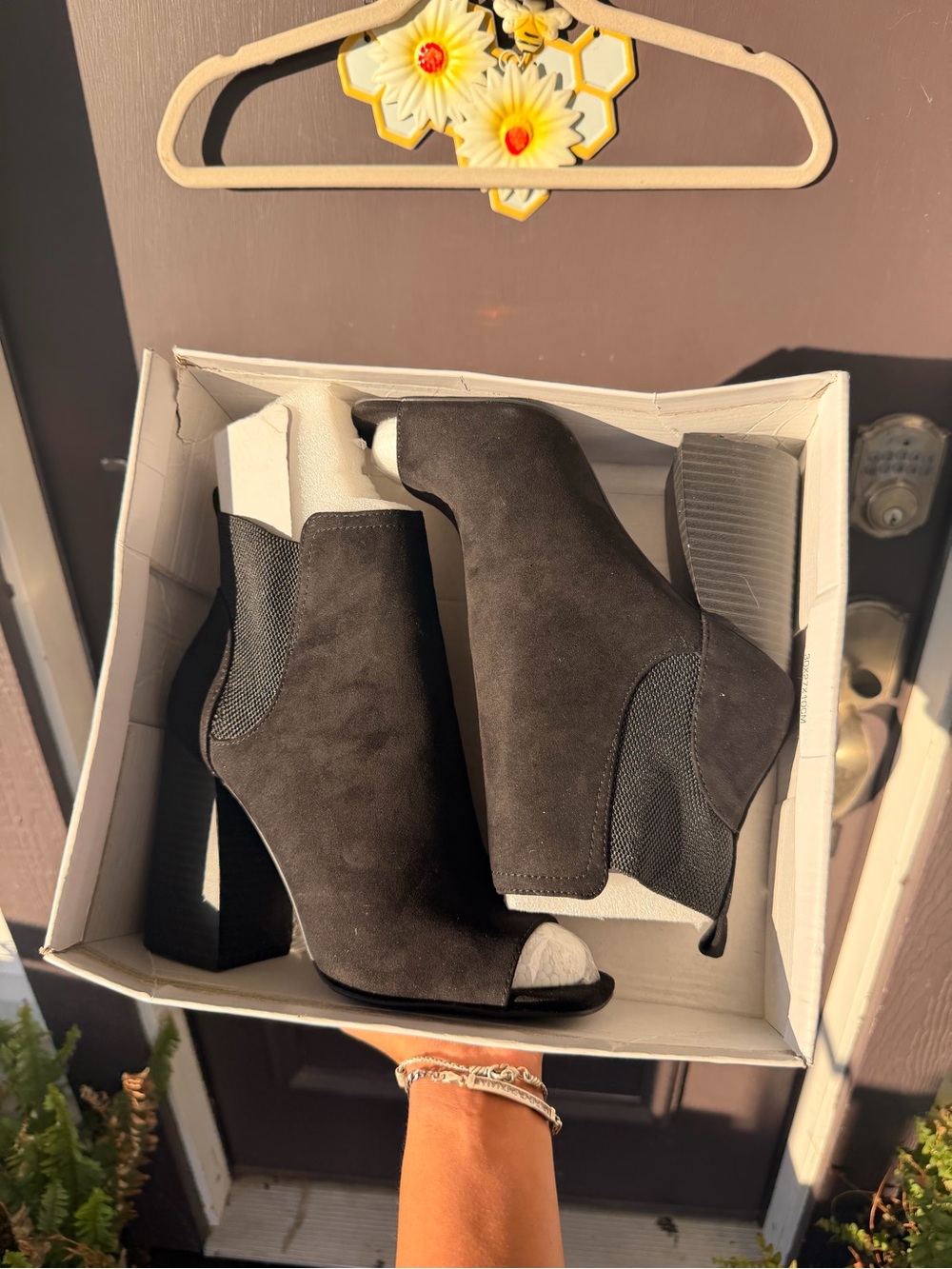 Circus by Sam Edelman Black Suede Open-Toe Chelsea Booties